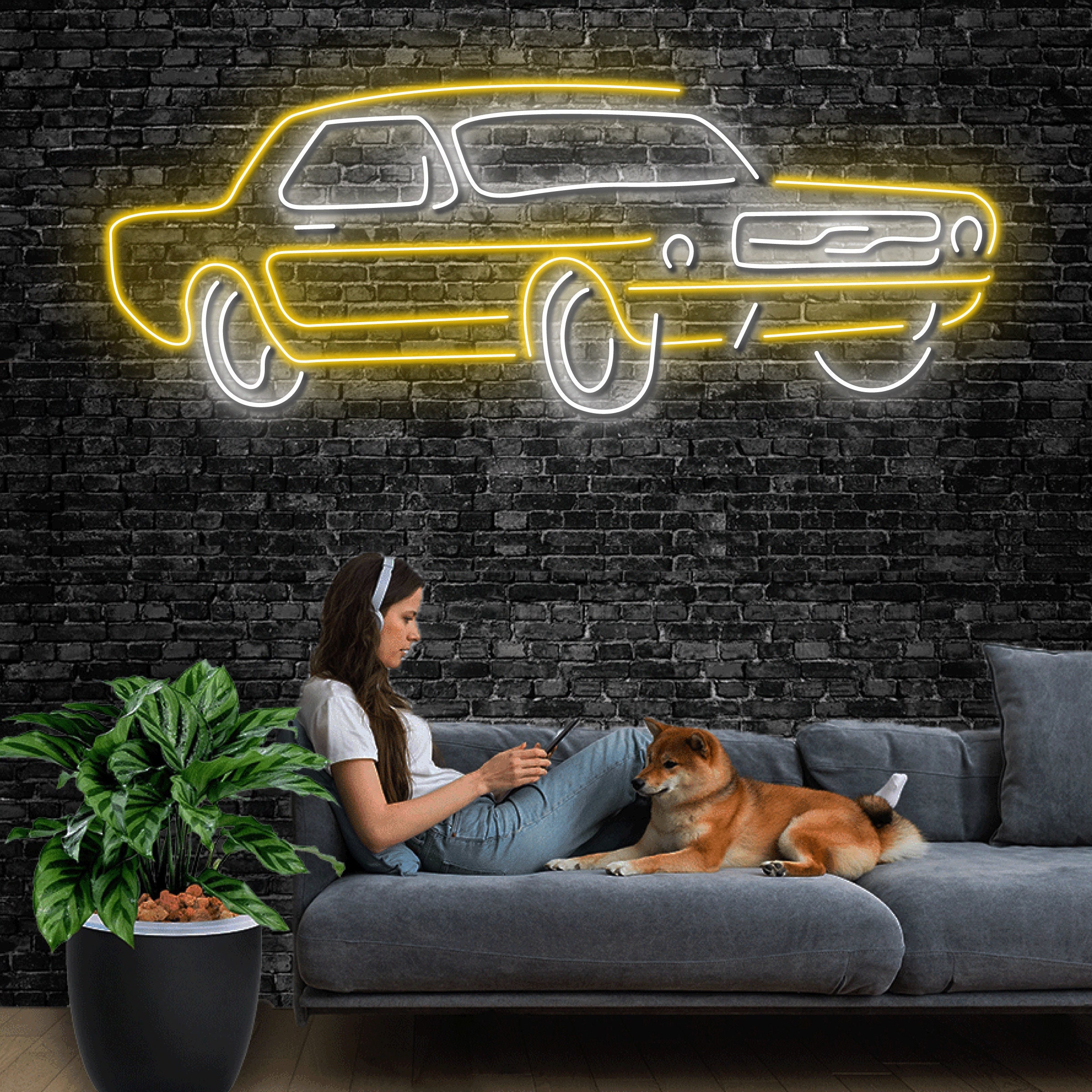 Mustang Classic Car Neon Sign Car Wall Art Car Light up Etsy