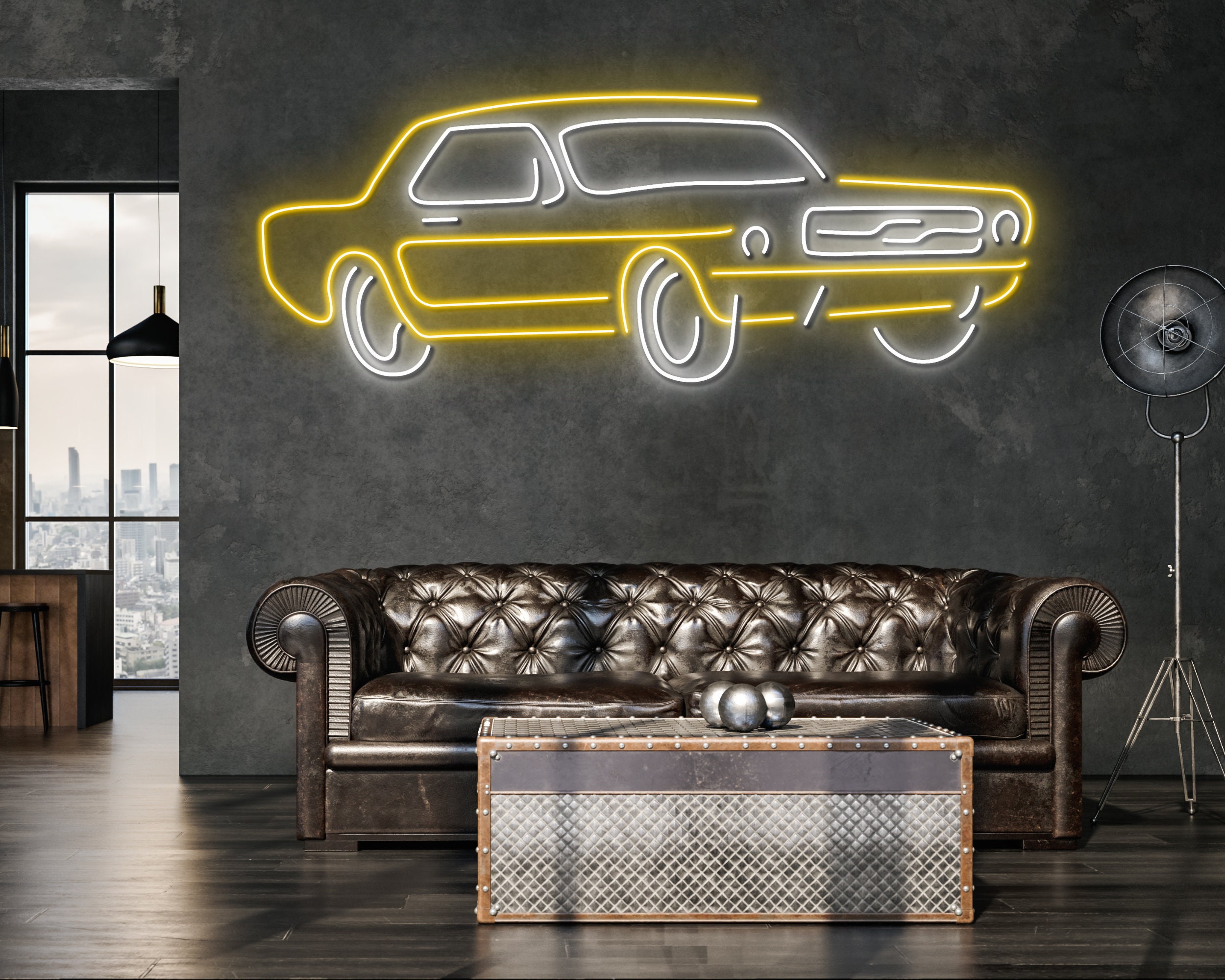 Mustang Classic Car Neon Sign Car Wall Art Car Light up Etsy