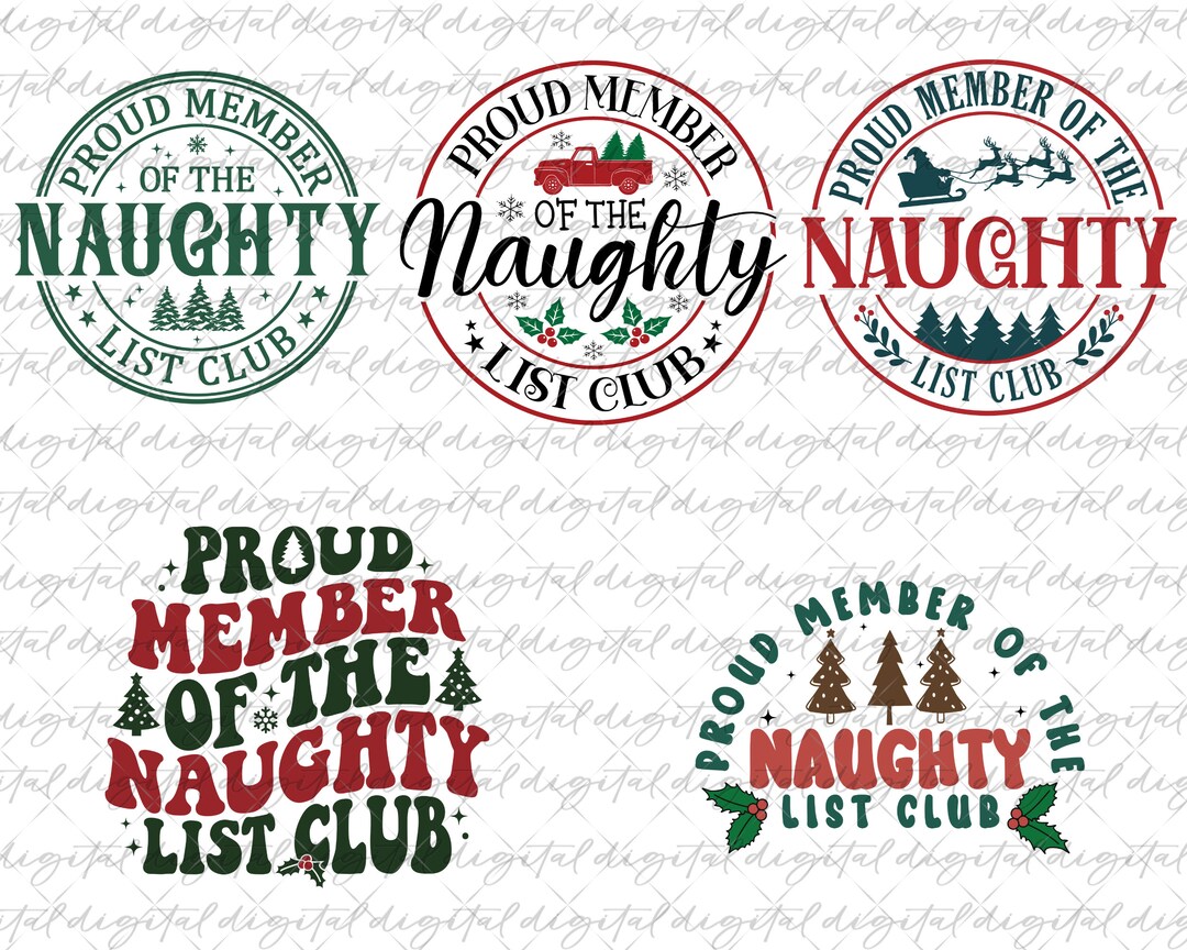5 Files Christmas Naughty List Png Bundle Proud Member of the - Etsy