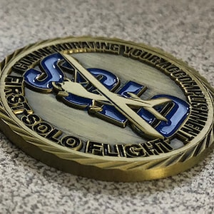 First Solo Flight Challenge Coin w/ Free Engraving