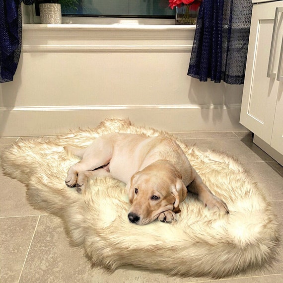 Faux fur dog bed rug discount