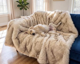 Waterproof Throw Blanket – Upscale Faux Fur Dog Blanket for Couch, Bed & Car, Machine Washable