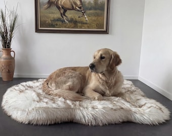 Luxury Faux Fur Orthopedic Dog Bed | Memory Foam Calming Mat for Anxiety Relief