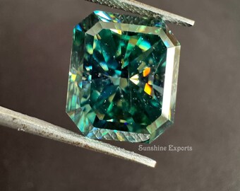 5 To 20 Carat Blue Color Radiant Cut Handmade Loose Moissanite For Making Jewelry Collection/Antique Diamond..