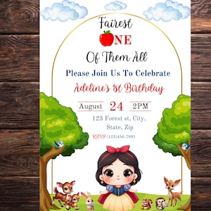 Snow white baby's birthday invitation(digital)
