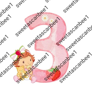 Baby strawberry shortcake number 3 png