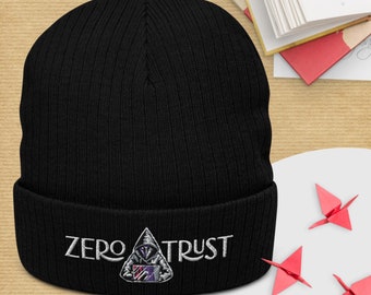 Zero Trust Ribbed Knit Beanie (Cybersecurity/Cyberpunk/IT/InfoSEC/Recycled Material)
