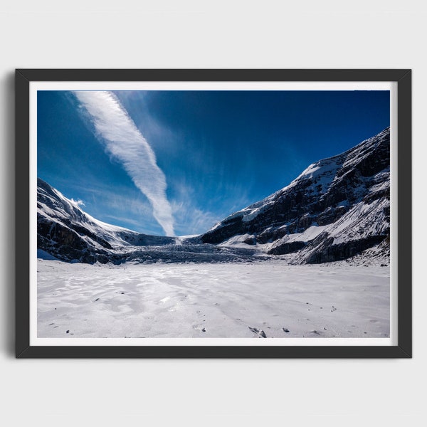 Photographie de l'Alberta, vue imprenable sur le champ de glace Columbia dans les montagnes Rocheuses canadiennes, impression d'art paysage, photographie de voyage Canada