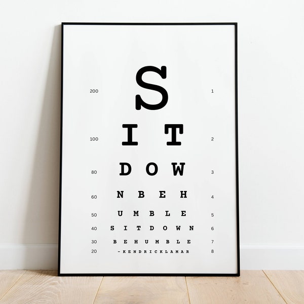 Hip Hop | Kendrick Lamar Humble - Optometry Wall Art, Optometrist Gifts, Eye Chart