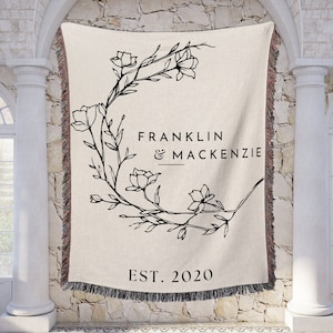 Coperta regalo di anniversario in cotone, regalo personalizzato di nozze per fidanzato e fidanzata. Regalo per la moglie, coperta tessuta per il 2° anniversario, San Valentino