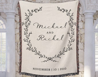 Paar Hochzeitsgeschenk Personalisierte Hochzeit Decke Benutzerdefinierte Mr & Mrs Geschenk gewebte Baumwolle werfen Paar Geschenk Andenken zweite Baumwolle Jahrestag Geschenk