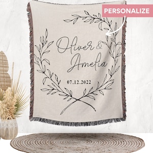 Coperta da lancio tessuta regalo per il secondo anniversario / Coperta personalizzata per l'anniversario / regalo del 2° anniversario per lei