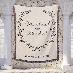 Mr & Mrs Custom Wedding Gift | Personalized Woven Blanket for Wedding | Boho Wedding Gift Unique