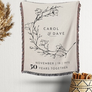 50th Wedding Anniversary Custom Gift Woven Throw Blanket Personalized Message Blanket Wedding Gift Custom Blanket 50 years anniversary gift