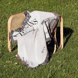 Woven Blanket Styled on a chair - Wedding Custom Gift