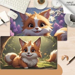 Pair Orange Cute Puppy Desk Mat Bundle Gift idea for Co-worker,  Friends , Siblings or Son and daughter