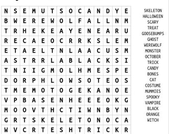 Búsqueda fácil de palabras y crucigramas de Halloween CON clave de respuestas
