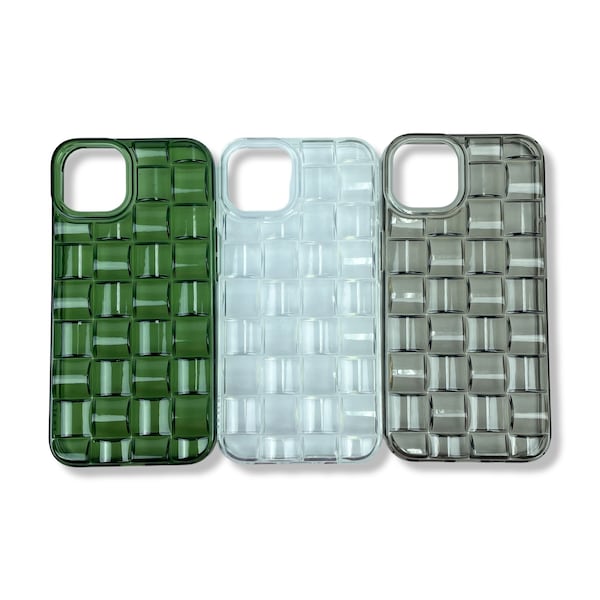 Clear Colorful Weave Basket Pattern iPhone 11/12/13/14 Mini Plus Pro Max Protective Case