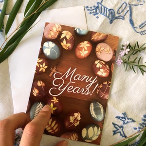 Many Years! Orthodox Christian Blank Greeting Card Name Day Birthday Wedding Baptism Pascha Religious Gift Dyed Easter Eggs Greek Photo Art