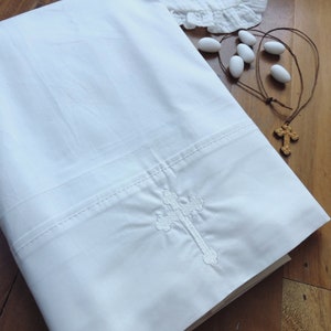 Orthodox Baptism OIL SHEET (Matching Towels available) Christening Cross Personalised Embroidery Greek Christian Ladopana Lathopana White