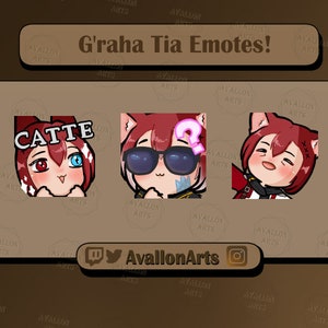 Leuke Catboy G&#39;raha Tia Emotes voor Twitch/YouTube/Discord en/of streaming