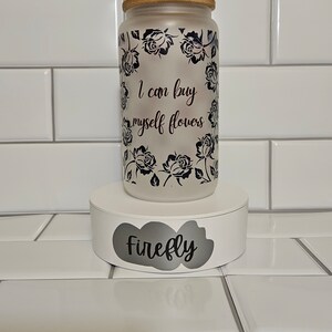 Frosted Glass Can with glass straw and bamboo lid