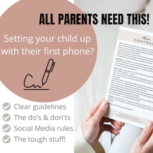 Kids/Teens Cell Phone Contract, Phone Contract for your child, Kids First Phone rules, Social Media Rules for kids. Easy to edit file.