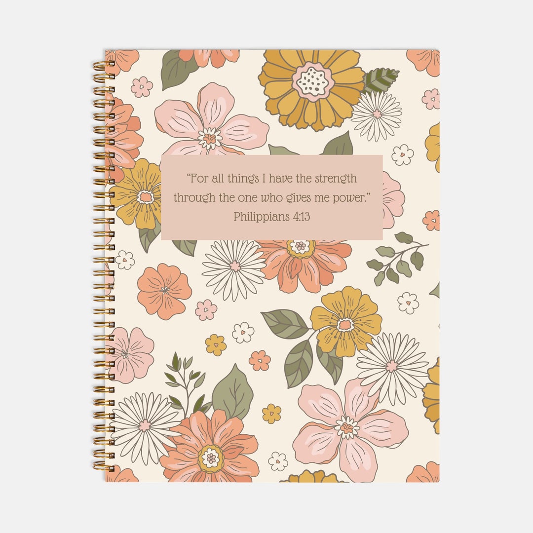 Softcover Spiral Notebook Floral Bible Verse Cover 8.5 X 11 in Lined ...