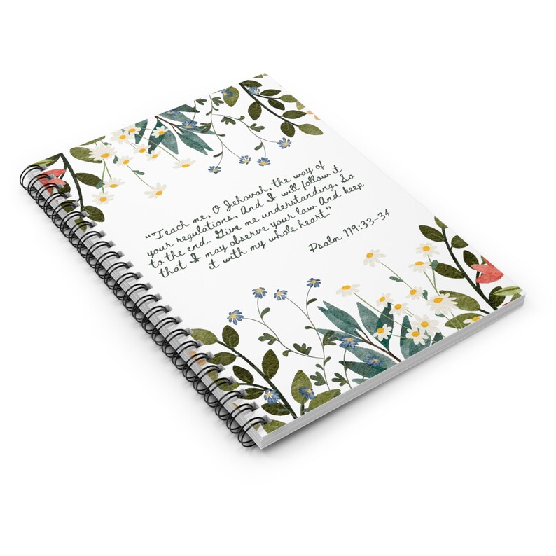Floral Spiral Notebook Bible Verse Ruled Line 118 Pages Spiritual