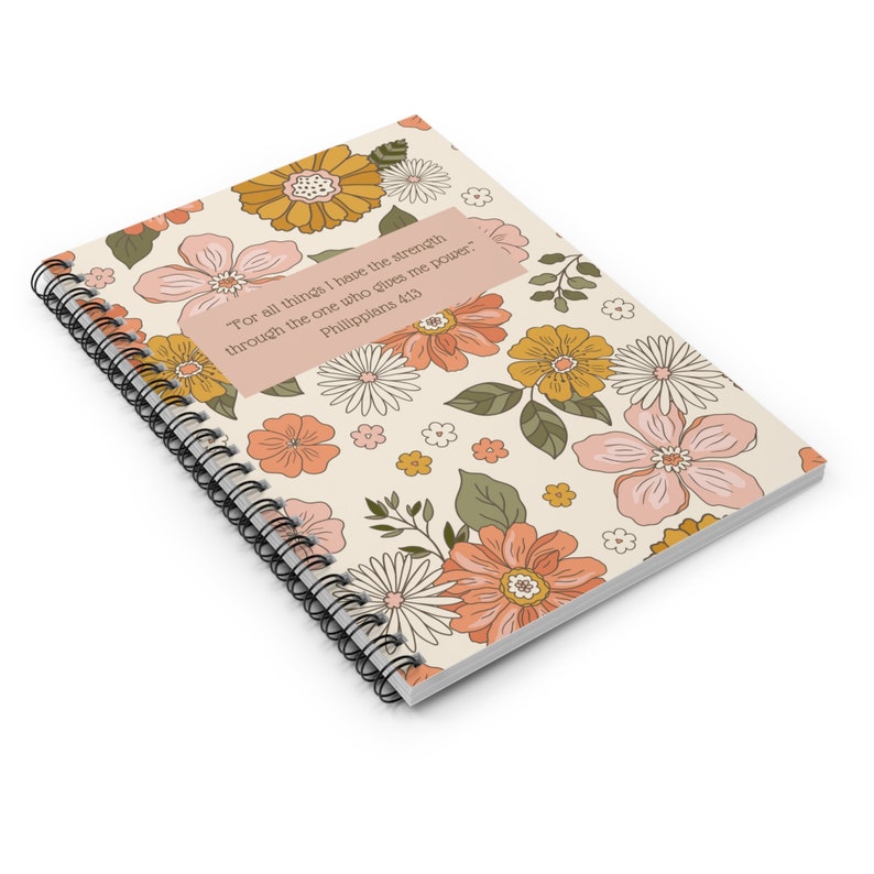 Floral Spiral Notebook With Bible Verse - 5x7 Rule Line 118 Page - Etsy
