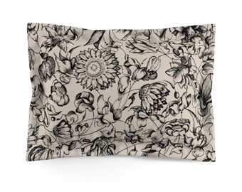 Romantic Floral Microfiber Pillow Sham Queen King Sizes