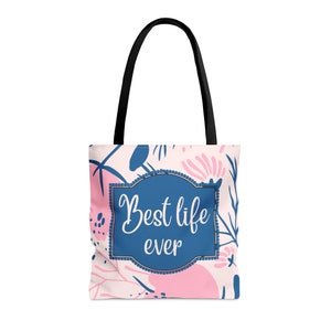 Pink Floral Best Life Ever Tote Bag Travel Ministry Bag Size S M L Jehovah Witness Gift