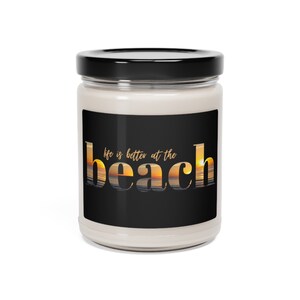 Life is Better at The Beach Scented Soy Candle, 9oz Apple Harvest Clean Cotton Sea Salt + Orchid White Sage + Lavender Cinnamon + Vanilla