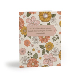 Cartões florais com versículos da Bíblia (8, 16 e 24 unidades) com envelopes Filipenses 4:13 Testemunhas de Jeová Batismo melhorem presente encorajador