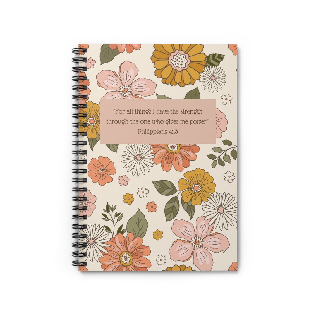 Floral Spiral Notebook With Bible Verse - 5x7 Rule Line 118 Page - Etsy