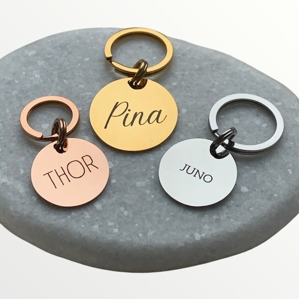 Gravierte Hundemarke | Edelstahl | Hundeanhänger | personalisiertes Hundenamenschild | Hund Haustier ID Tag I Geschenk für Hunde