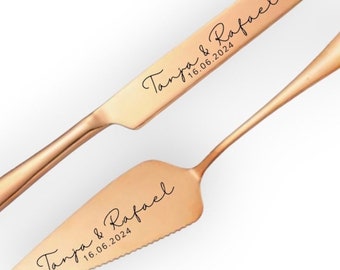 Cake server and cake knife set personalized | personal engraving | personalized gift | wedding logo | gold, rose gold, silver