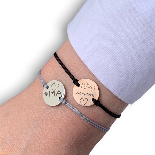 Armband mit kleinem Plättchen | Edelstahl | personalisiert Namen | Handschrift | Gravur