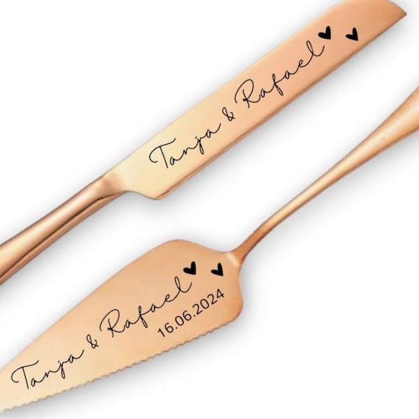 Cake server and cake knife set personalized | personal engraving | personalized gift | wedding logo | gold, rose gold, silver