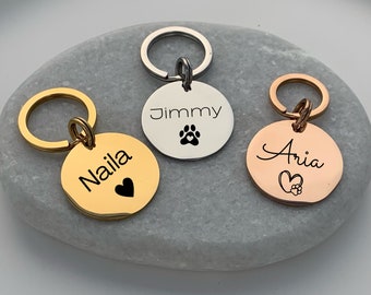 Gravierte Hundemarke | Edelstahl | Hundeanhänger | personalisiertes Hundenamenschild | Hund Haustier ID Tag I Geschenk für Hunde