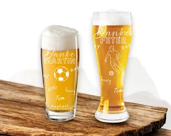 Weizenbierglas, Willibecher mit persönlicher Gravur | personalisiertes Bierglas | Geschenk Fußballtrainer | Trainer | Fussball | Handball