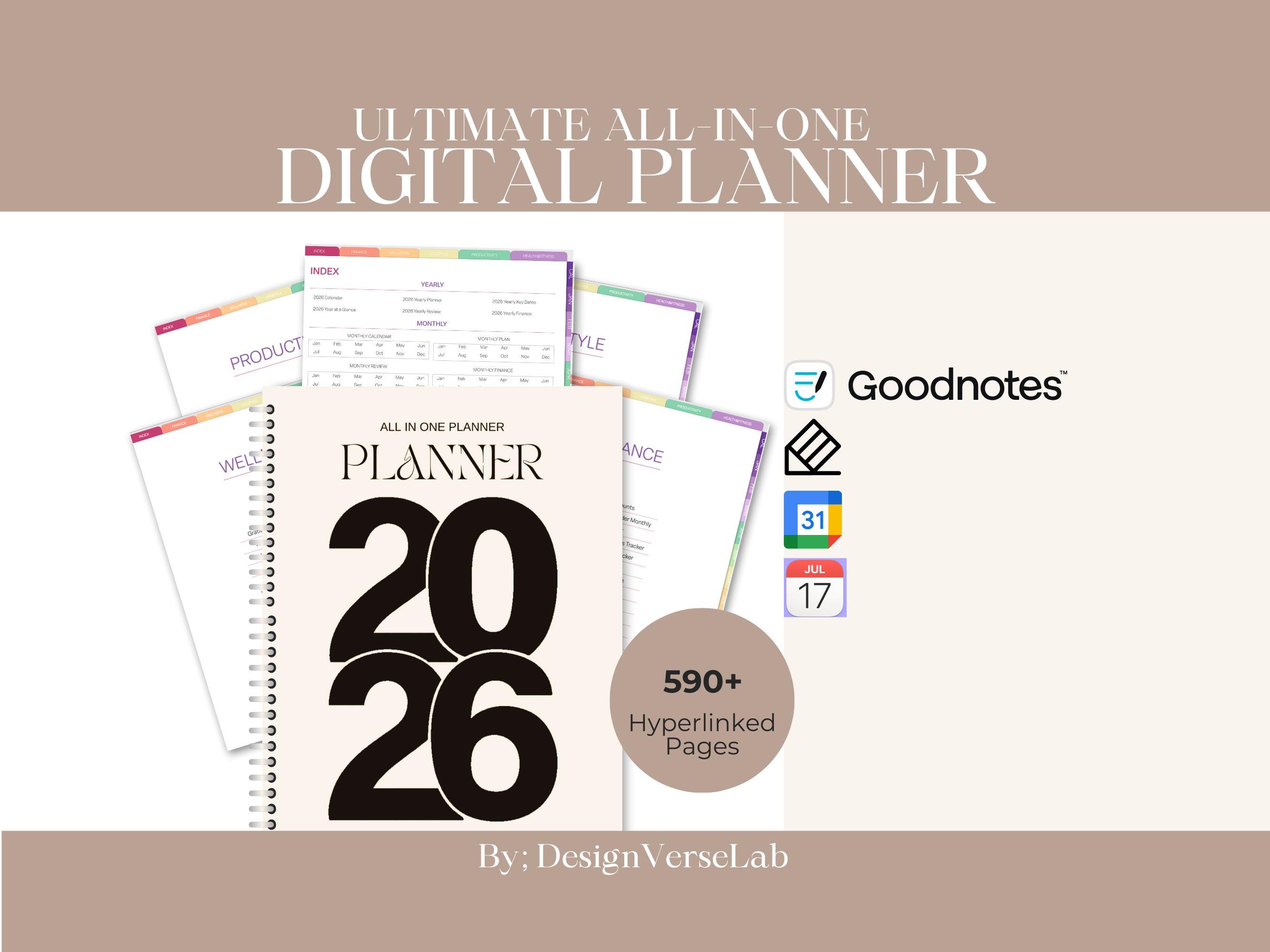 2026 Digital Planner All-in-one |hyperlinked for Goodnotes, Notability ...