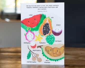 Fruit Of The Spirit | Biblical Verse Card | Galatians 5:22-23 | Cute Christian Card