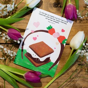 Hochzeitskarte | Biblische Vers Karte | Markus 10:8-9 | Smores | Niedliche Weihnachtskarte
