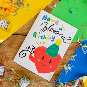 Geburtstagskarte | alles Gute zum Geburtstag | Niedliche christliche Karte | Handbemaltes Herz Design