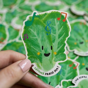 Lettuce Praise Him! | Faith Sticker | Lettuce Sticker | Cute Christian Sticker | Vinyl Sticker | Phone Sticker | Laptop Sticker