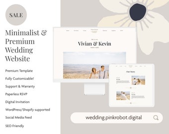 Premium + Minimalist Wedding Website + Digital RSVP