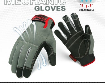 Mechanic Gloves, Working Gloves, Mechanix Gloves, High Quality Leather Breathable Protective Gear Excellent Grip Work Safety Glove