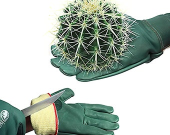 Leather Gardening Gloves, Thorn proof Rose Pruning Landscaping Cut Resistant Kevlar® Lining Cut Level-5 Best Gardening Gloves UK