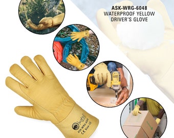 Gants de jardinage en cuir, gants de travail pour homme et femme, cadeau de jardinage, gants de protection en cuir résistant à l'eau, doublure chaude en fourrure